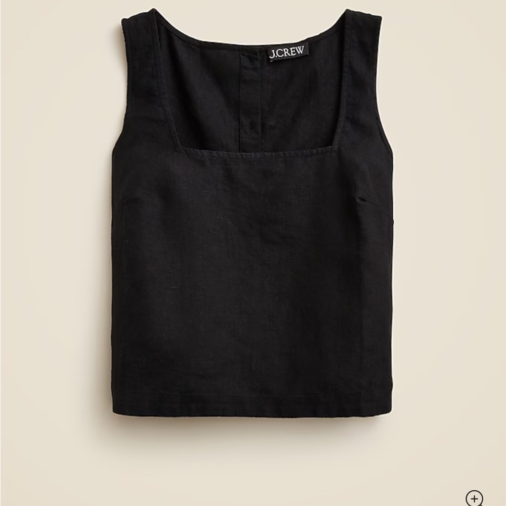 J. Crew Black Linen Square-Neck Tank Top